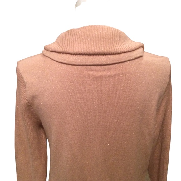 Karl Lagerfeld Pink/Gold Metallic Cowl Neckline Pullover Sweater - Picture 5 of 10